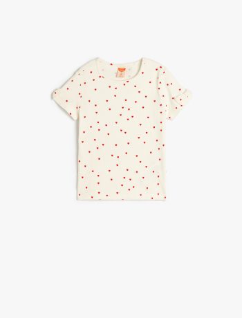 Cotton Short-Sleeve Bike Collar T-Shirt with Bow Detail for Baby Girls