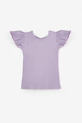 Lila Back Cross Trimmed Girl's T-Shirt - Julie