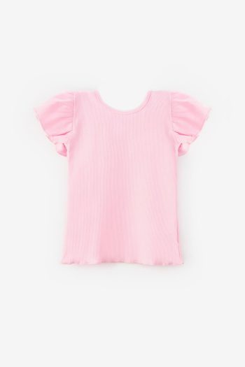 Pink Cross-Back Trimmed Girls' T-Shirt - Julie