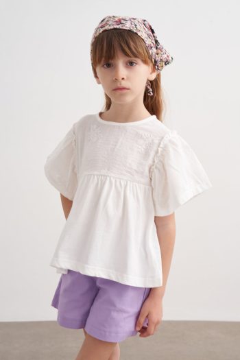 Embroidered Ruffled Blouse