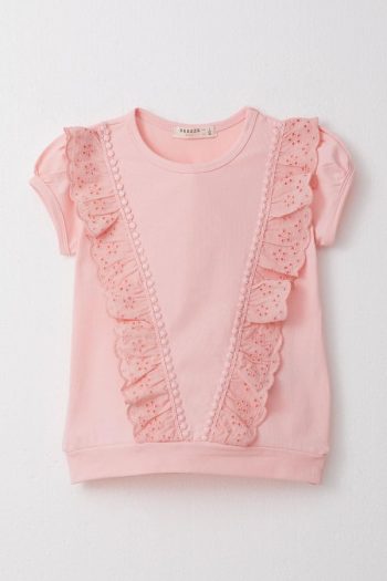 Lace Pink T-Shirt for Girls (Ages 1.5-5)