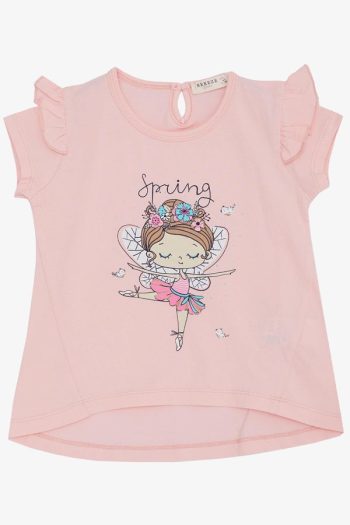 Girls' T-Shirt with Spring-Themed Ballerina Print in Pink (Ages 1.5-5)