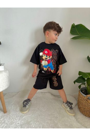 JELİBOOM Black Super Printed Children's Shorts Set