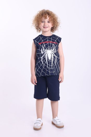 Maxima Spider-Man Printed Sleeveless Oversized Summer Set with Shorts for Boys Ages 3-6