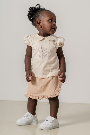 Baby Kids Mink Velour Cotton 2-Piece Top and Shorts Set Trendy Fashion Set