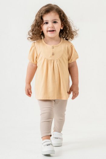 Bombay Baby Kids Camel Cotton Leggings 2-Piece Set Trendy Fashion Top and Bottom Set
