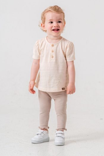 Baby Kid Cream Cotton Leggings Set - Trendy Fashion Two-Piece Outfit