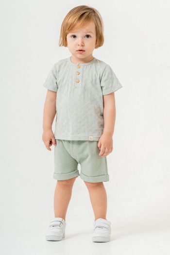 Bombay Baby Kids Green Cotton Shorts 2-Piece Set Trendy Fashion Top and Bottom Set