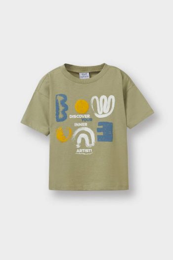Boy's Bicycle Neck Printed Short Sleeve T-Shirt
