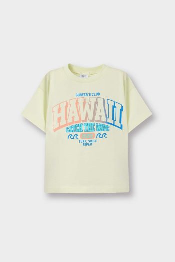 Baby Boy Printed Short Sleeve T-Shirt with Bicycle Neck