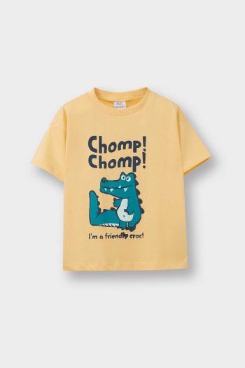 Boy's Printed Short Sleeve T-Shirt with Bicycle Neck