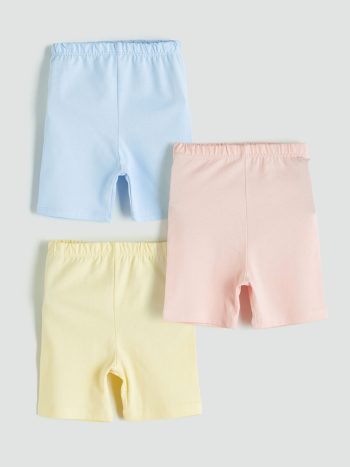 LCW Baby Blue Waistband Basic Girl's Short Leggings 3'