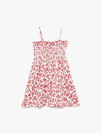 Floral A-Line Dress with Straps for Baby Girl