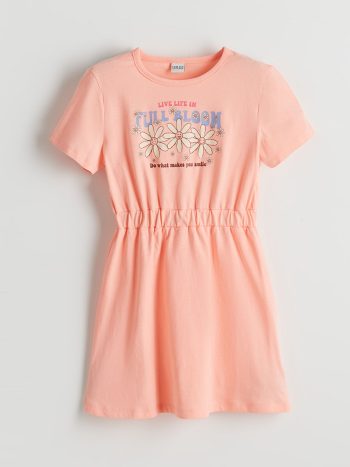 LCW ECO Pink Bicycle Neck Girls' Dress