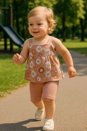 Girl's Sleeveless Ribbed Legging Set