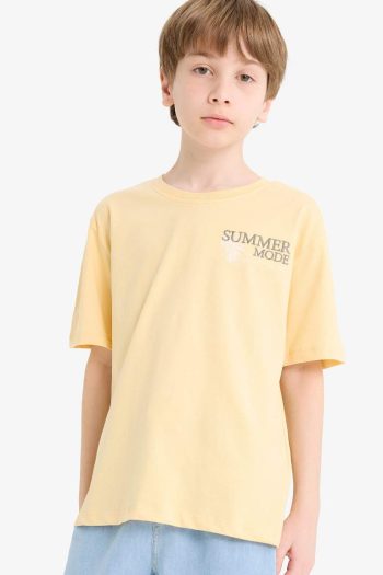 Boys' Bicycle Collar Printed Short Sleeve T-Shirt