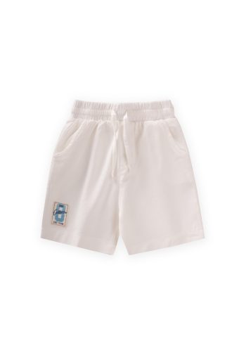Detailed Label Flannel Capri for Ages 1-7 Off-White