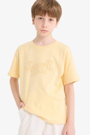 Boys' Bicycle Collar Embroidered Short Sleeve T-Shirt