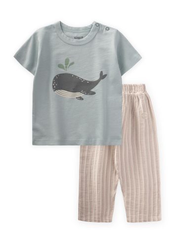 Mint Green Printed T-Shirt Set for Ages 1-5