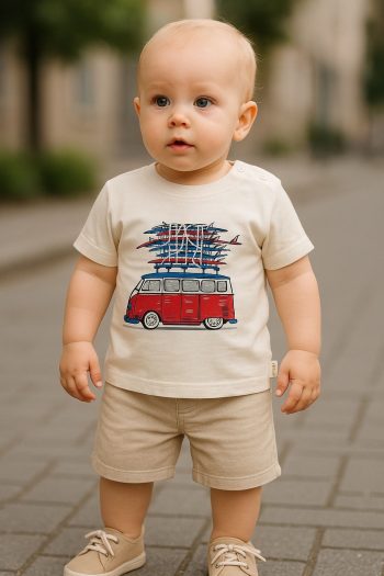 Boy's Denim Shorts Two-Piece Set