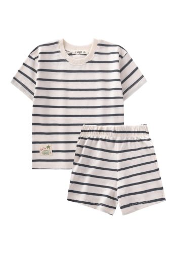 Striped Shorts Set for Ages 1-7 in Anthracite