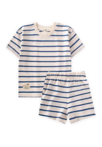 Striped Shorts Set for Ages 1-7 Indigo Blue