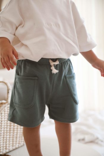 Green Basic Pocket Kids Shorts