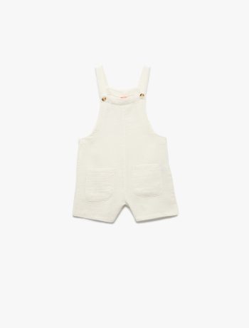 Boys' Buttoned Suspender Cotton Short Overall Jumpsuit