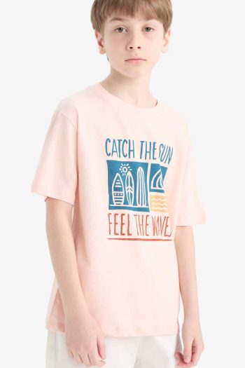 Boy's Bicycle Neck Printed Short Sleeve T-Shirt