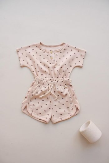 Stone Pattern Ribbed Top and Bottom Set