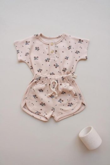 Olive Oil Print Ribbed Top and Bottom Set