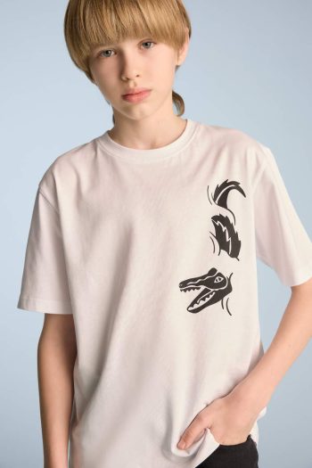 Boys' Short Sleeve T-Shirt with Bicycle Print