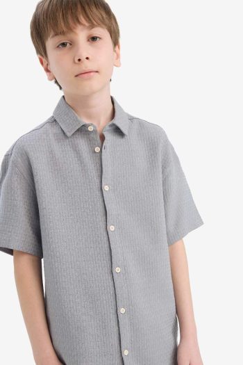 Boys' Textured Short Sleeve Polo Shirt