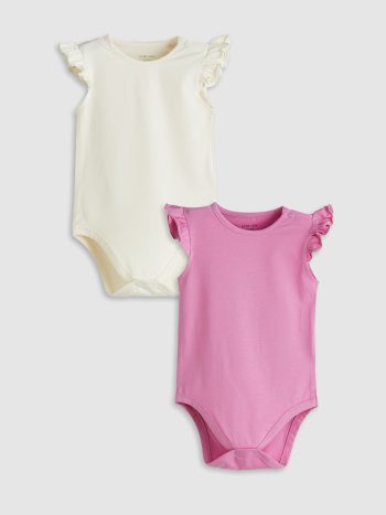 LCW Baby Ekru Basic Girls' Snapsuit 2-Pack