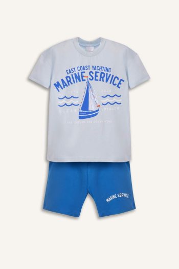 Baby Boy 2-Piece Set Printed Short Sleeve T-Shirt with Elastic Waist Shorts
