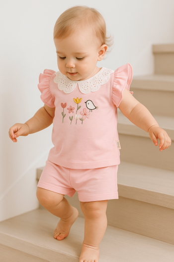 Embroidered Shorts Set for Baby Girls