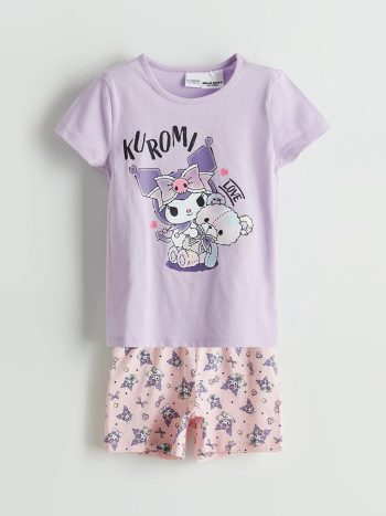 LCW Kids Lila Kuromi Printed Girl's Shorts Pajama Set
