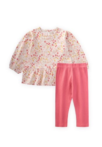 Patterned Long Sleeve T-Shirt Set 1-8 Age Ecru