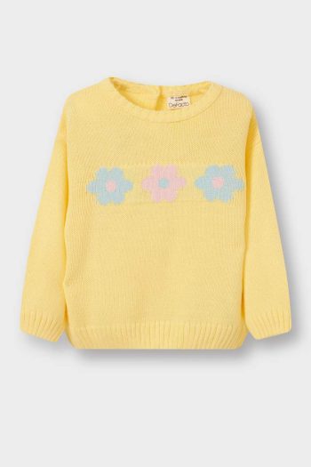 Baby Girl Crew Neck Floral Sweater