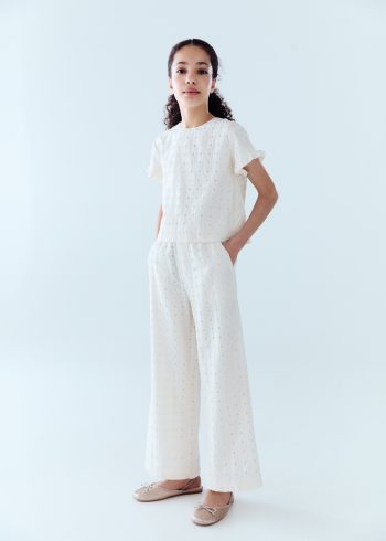 SWITZERLAND EMBROIDERED CULOTTE TROUSERS