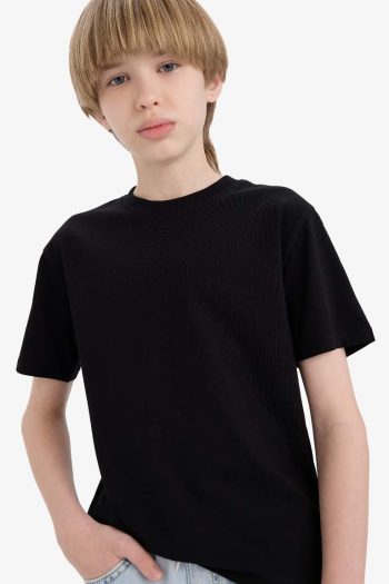 Boys' Bicycle Collar Basic Plain Short Sleeve T-Shirt