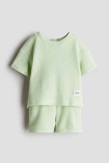 2 PIECE HONEYCOMB TEXTURED JERSEY SET