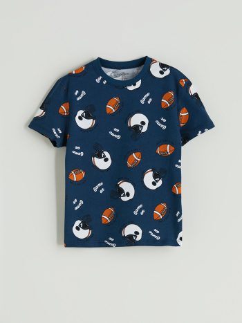 LCW Kids Indigo Crew Neck Printed Boys' T-Shirt
