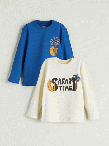 Beige Crew Neck Printed Boys' T-Shirt of 2