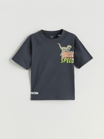 LCW Kids Antrasite Dinosaur Print Boys T-Shirt
