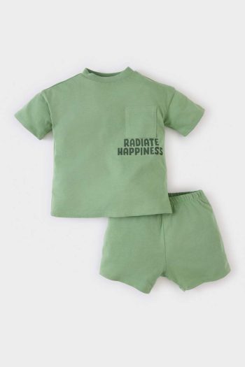 Boy's Baby 2-Piece Set with Printed Short-Sleeve T-Shirt and Elastic Waist Shorts