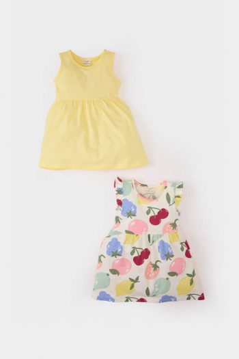 Baby Girl Printed Short Sleeve 2-Piece Summer Dress