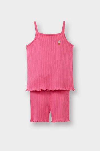 Girl's 2-Piece Set with Printed Sleeveless Ribbed Top and Stretch Waist Leggings