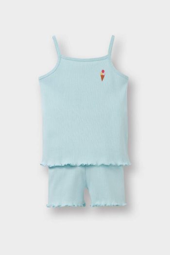 Girls' 2-Piece Set with Printed Strap Top and Fitted Stretch Ribbed Leggings