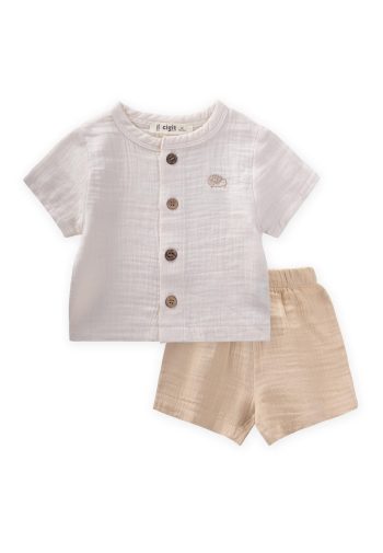 Organic Hedgehog Embroidered Muslin Set 0-5 Years Cream